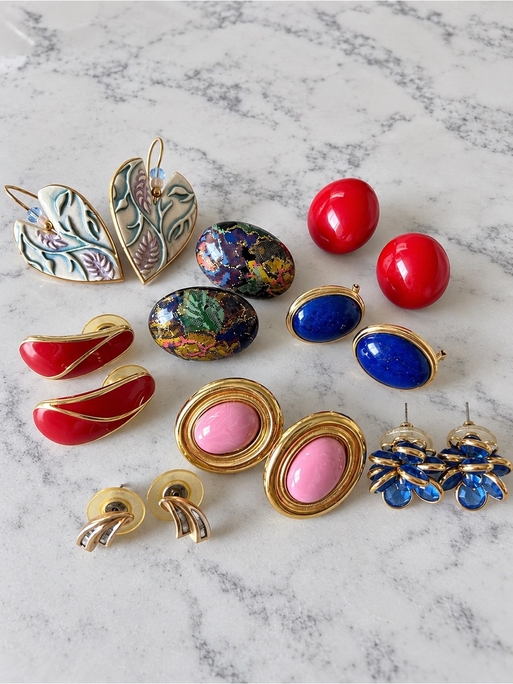 Vintage Statement Earrings Lot – 8 Pairs – Retro 80s/90s Colorful Jewelry